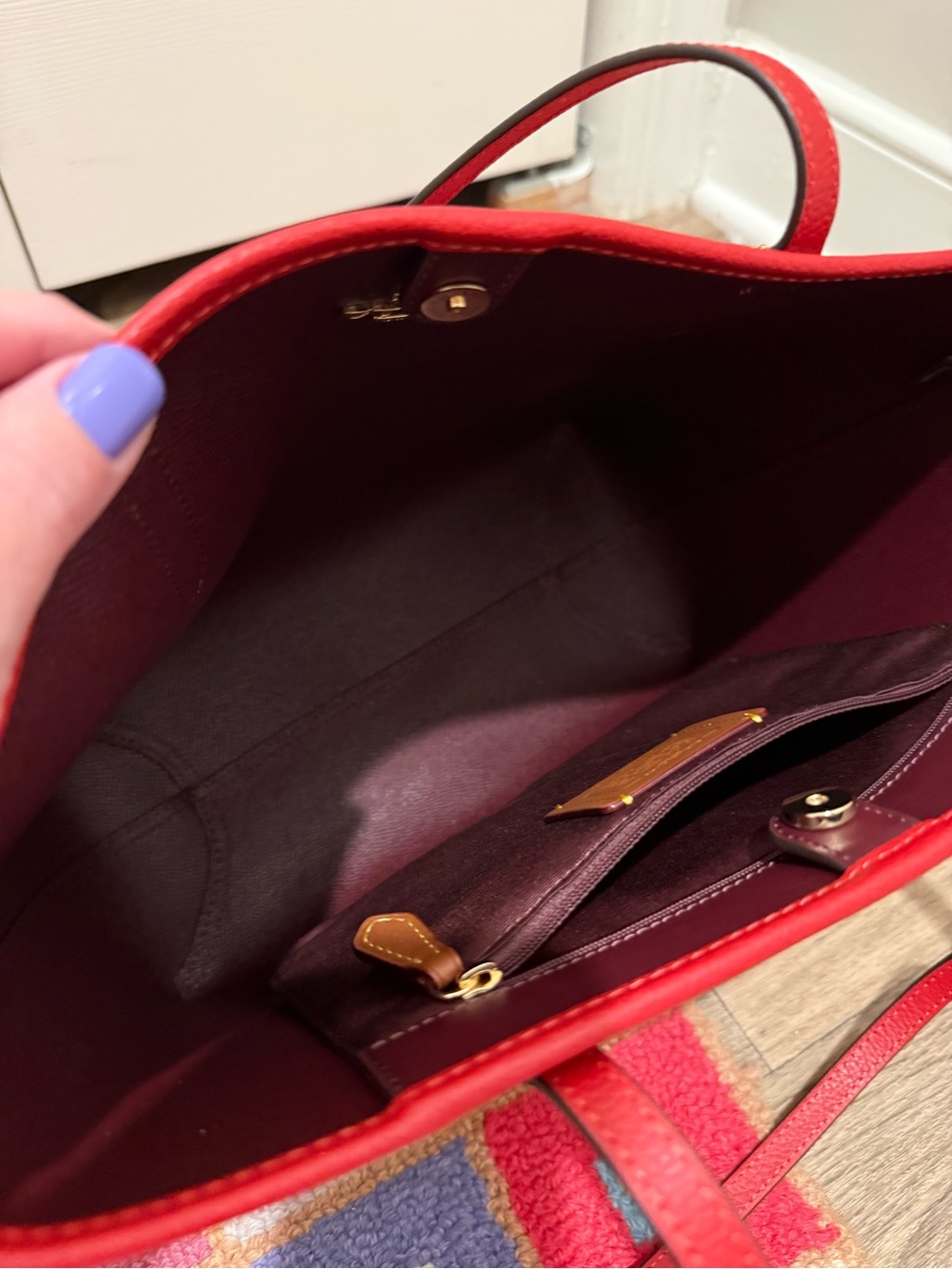 Coach Red Leather Medium City Tote Bag / PRICE FIRM - Picture 7 of 11